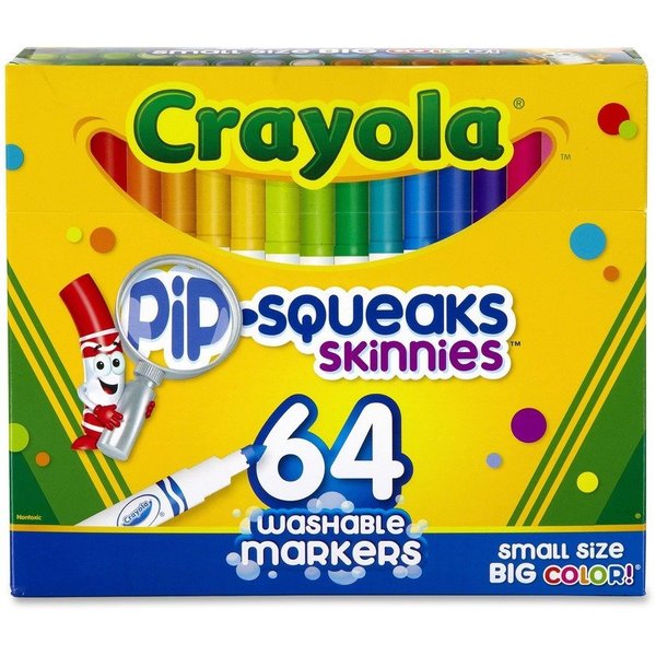 Crayola Washable Markers, Skinnies, Washable, 64 Set, Assorted CYO588764